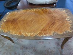 High gloss inlaid occasional table