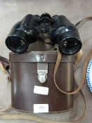 Pair of racing binoculars in leather case