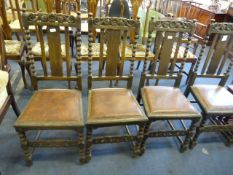 Four oak high back dining chairs