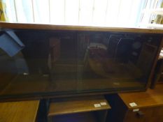 Glazed bookcase with sliding door