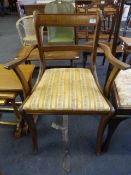 Reproduction saber leg carver chair with inlaid detail