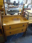 Oak dressing table with bevelled glass mirror
