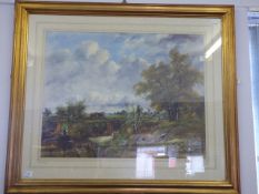 Large gilt framed print by F.W.Watts of the vale Dedham