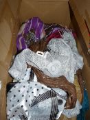Box containing assorted new ladies head scarfs