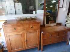 Oak dressing table with matching tall boy