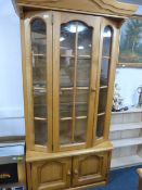Dutch light oak glazed wall unit