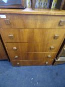 Teak chest of five drawers