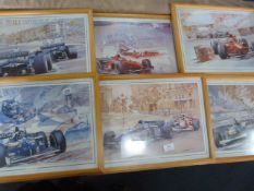 Six framed formula 1 prints