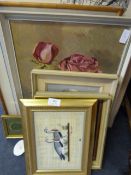 Seven assorted original oil paintings, prints, etc