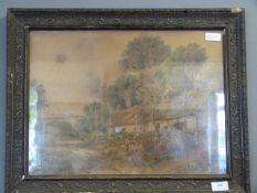 Framed oil of a country scene