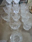 Assorted cut glass wine glasses, tumblers, etc