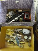 Box containing silver plated ware and mixed electrical appliances
