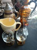Continental style beer bottles, water jugs, glassware etc