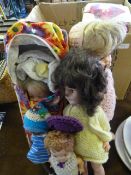 Box containing assorted vintage dolls