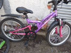 Girls mountain bike with suspension (purple and pink)
