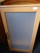 Beech cupboard with frosted door in light beach cut finish