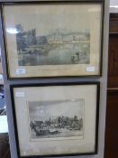 Framed print of the horse guard and Melbourne house and another engraving