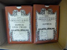Box containing ordnance survey reprints of England and Wales