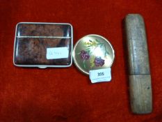 Two powder compacts and a pair of early spectacles
