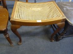 Mahogany dressing table stool on cabriole legs with bergere seat