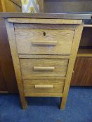 Oak three drawer pedestal