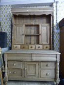 Victorian pine dresser base with reproduction pine top