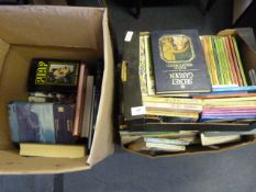 2 boxes of assorted hard back and paper back books