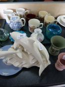 Commemorative ware, decorative dolphins, wedge wood, etc