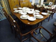 reproduction regency style extending dining table with six wheat sheaf chairs