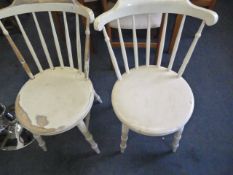 Pair of painted pine spindleback chairs