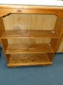 Pine open fronted bookcase