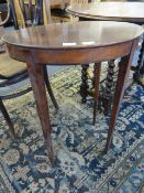 Mahogany oval window table on four square tapered legs