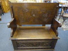 carved oak bench