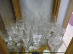 Quantity of cut glass including; sherry glasses, beer tankards, etc