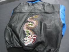 1970s leather bikers jacket with dragon motif