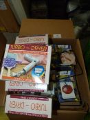 *Box containing assorted bodyjules turbo mini folding hairdryers