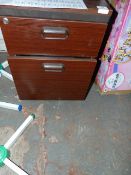 Two draw pedestal in mahogany finish