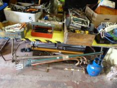 Large quantity of tools including; wire cabling, etc