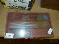 Box containing drill bits, screws, etc
