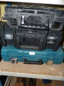 Three empty tool boxes
