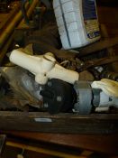 Box containing assorted trailer parts, etc