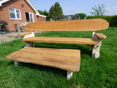 Extra large rustic hardwood 2-4 seat bench with table