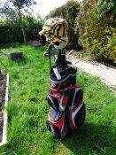 Half set of golf clubs and new trolley bag