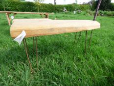 Hardwood table/bench with hairpin legs