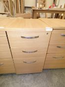 *Three drawer beech effect pedestal desk unit