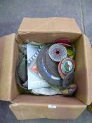 *Box Containing Assorted TCT Saw Blades, Grinding Discs, Etc