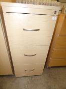 *Three drawer light beech foolscap filing cabinet
