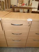*Three drawer beech effect pedestal desk unit