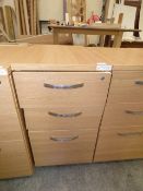 *Three drawer beech effect pedestal desk unit