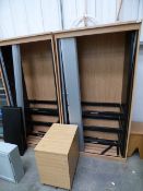 *Two Seven Foot Stationary Cabinets with Sliding Doors and a Stand Alone Three Drawer Pedestal in